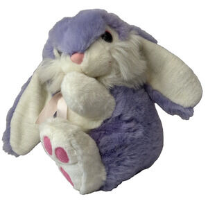 MTY International Plush Stuffed Bunny Rabbit Purple w/Pink Pads & Nose